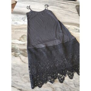 Black Lace Hem Slip Dress Small Spaghetti Strap Slip Dress Extender Fairy Goth
